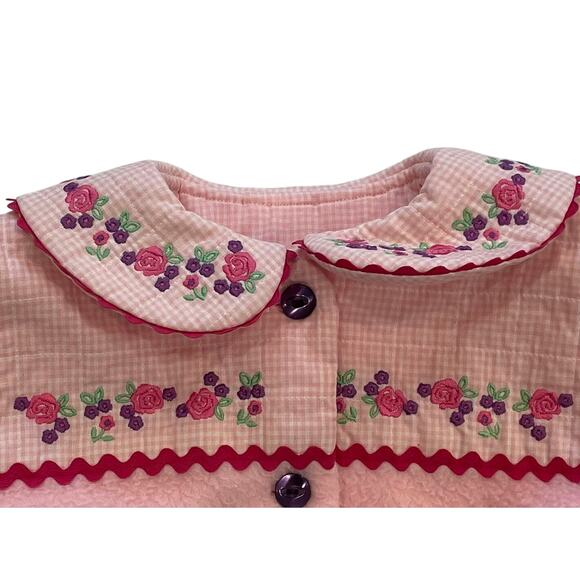 Girl's Handmade Pink Fleece Coat, Mouse, Bunny, Pockets, Ribbon Detail, 4-5T - Picture 4 of 11